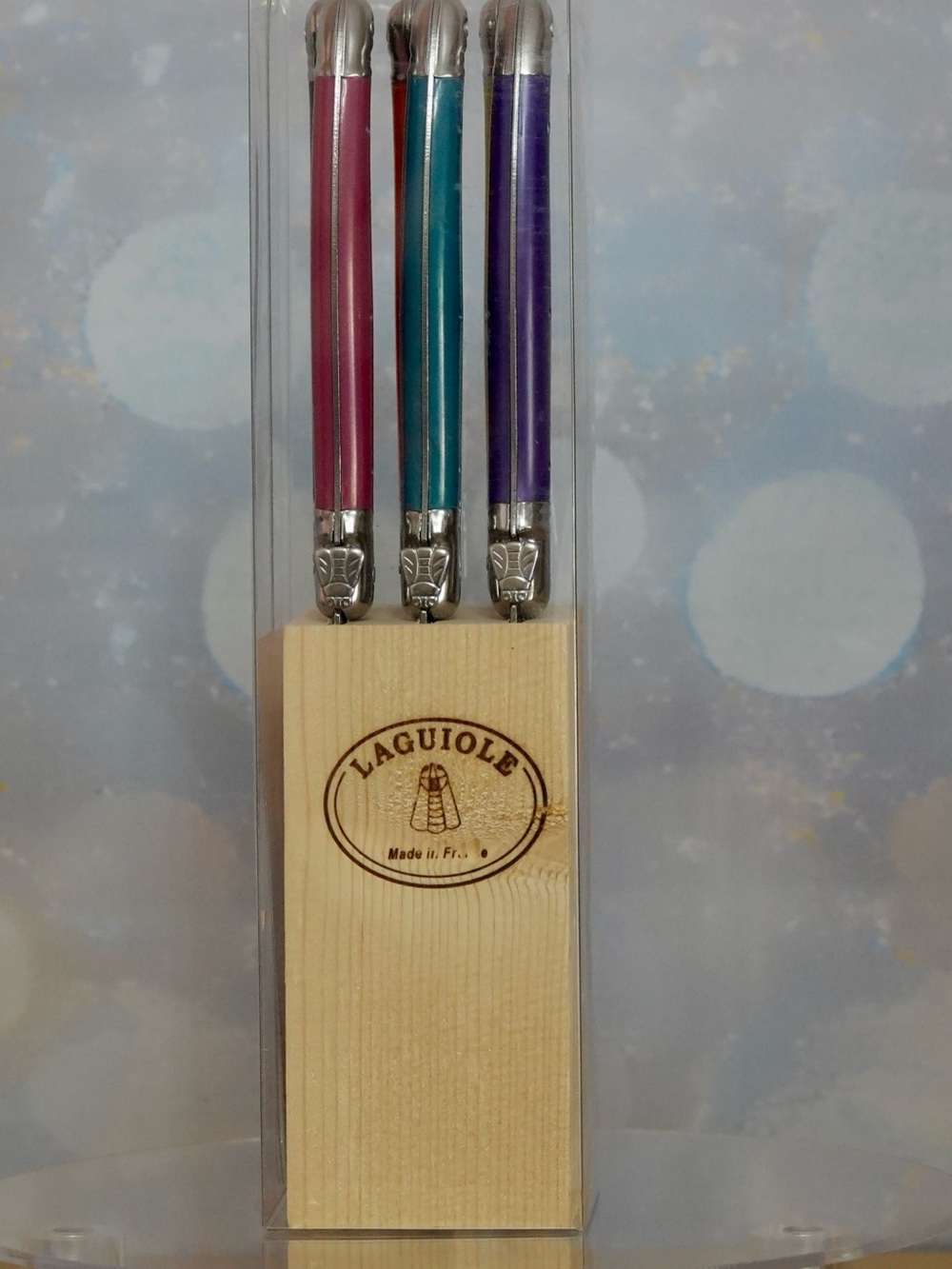 Jean Dubust Languiole Steak Knives Set of Six Multi-Colour Handles - NIB